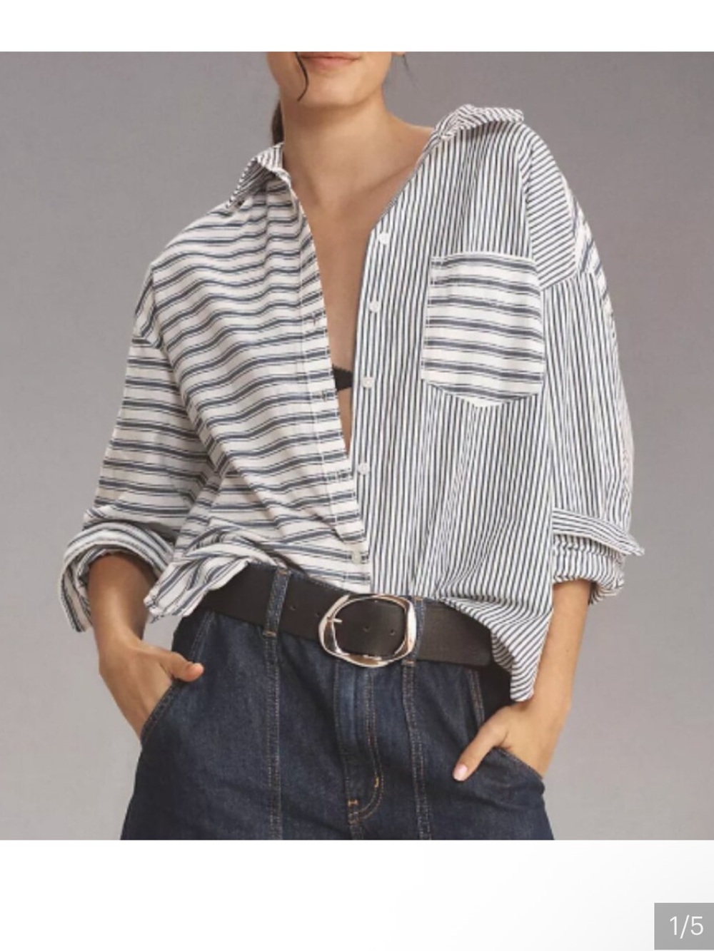 Maeve Anthropologie Size XXS Blue/White Striped The Bennet Button Down Shirt